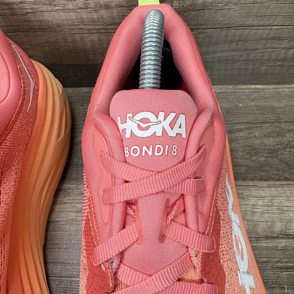 Hoka Bondi 8 Pink Orange Womens US Size 11 EUR 44 1127952 CPPY Running Shoes